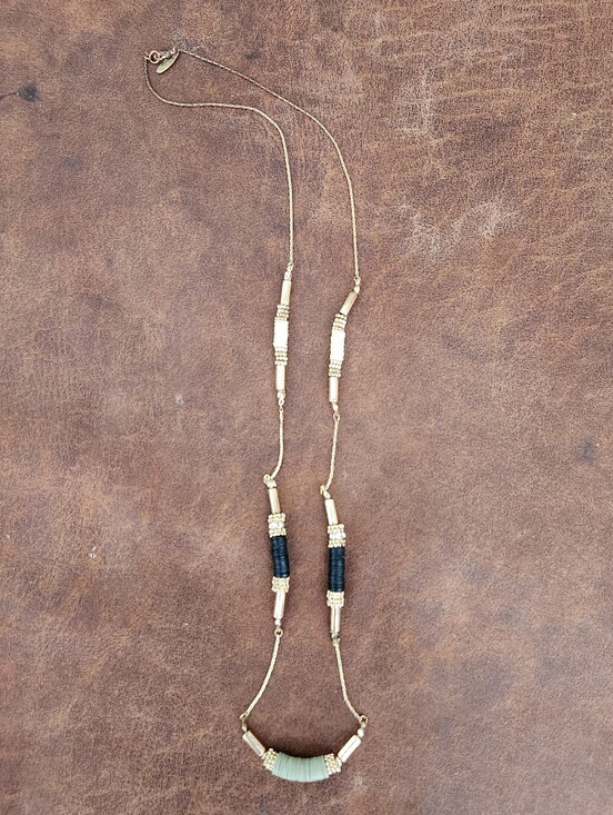 Jewelry - Gold and Black Bead Long Necklace - Women's Fashion Jewelry